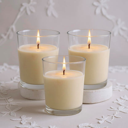 Mister Candle - 2" Glass Votive Candles – 54 Pack, Soy Wax Filled Candle Holders, 10 Hour Burn Time, Hand Poured Unscented White Votives for Weddings, Events, Emergency Use, Party Favors