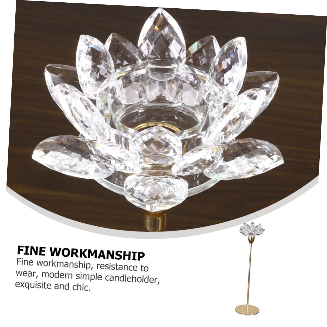 VOSAREA Crystal Lotus Candleholder Metal Candlestick Ornament Small Gold Decorative Candle Stick Holder for Wedding Table Centerpiece Home Décor