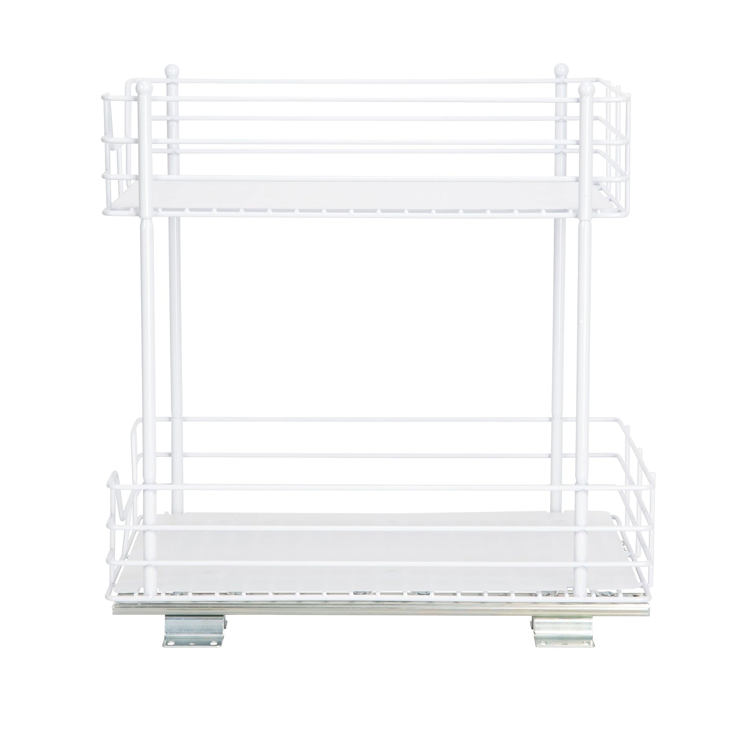 Household Essentials White Steel Two-Tier Pantry Organizer with Plastic Accents