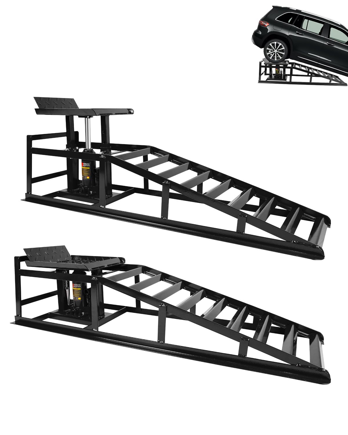 Hydraulic Car Ramps, 5t 11000Lbs Low Pro-File Car Lift Service r-Amps, Heavy Duty Steel Hydraulic Vehicle r-Amps for Car Truck Trailer Garage Repair - 2 Pack