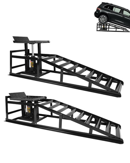 Hydraulic Car Ramps, 5t 11000Lbs Low Pro-File Car Lift Service r-Amps, Heavy Duty Steel Hydraulic Vehicle r-Amps for Car Truck Trailer Garage Repair - 2 Pack