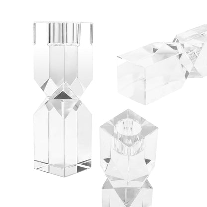 DONOUCLS Crystal Candle Holders Set of 3, Clear Taper Candle Holder Decor, Table Centerpieces for Home Party and Wedding Decoration(3.9''/5.9''/7.9'' Height)