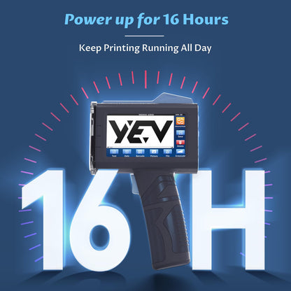 YEV Handheld Inkiet Printer VP127 Upgraded Enhanced 16-Hour Continuous Printing with Photoelectric Sensor for Batch Numbers, Logos, Serial Numbers, Barcodes, and QR Codes on Various Materials (Blue)