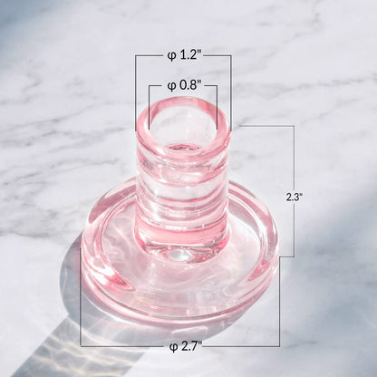 12PCS Pale Pink Taper Candle Holders, Glass Crystal Candlestick Holders Bulk, Clear Candle Holders for Dining Table Centerpiece，More Suitable for Weddings