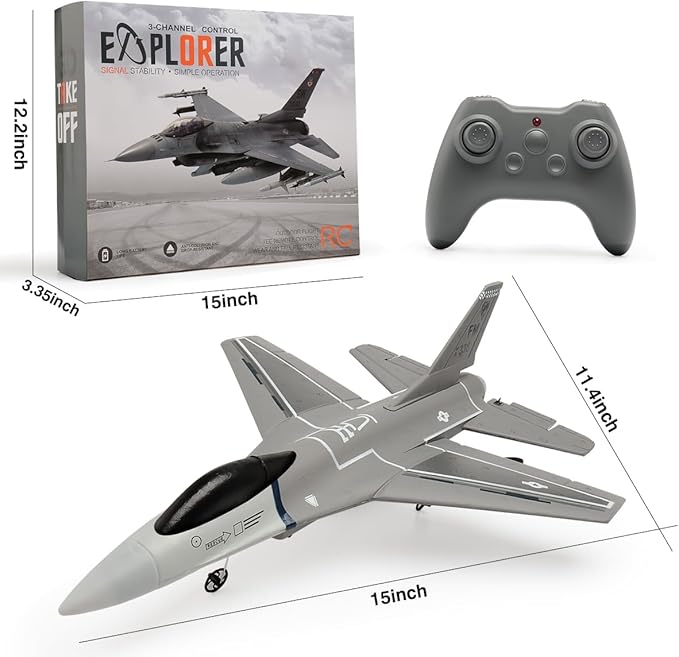 jaming RC Plane 3 Channel Remote Control Airplane for AdultsF16 RC Fighter with 6-Axis Gyro2.4GHz Controlled Hobby Glider Jet Aircraft for BeginnersAdults &amp Kids Gift
