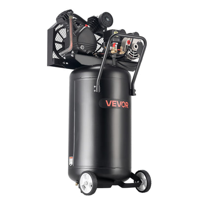 VEVOR 25-Gallon Air Compressor, 2HP 5.5 SCFM at 90PSI, Max 200PSI Pressure Oil-Lubricated Air Compressor Tank, Portable on Wheels for Auto Repair, Tire Inflation, Spray Painting, Woodwork Nailing 120V