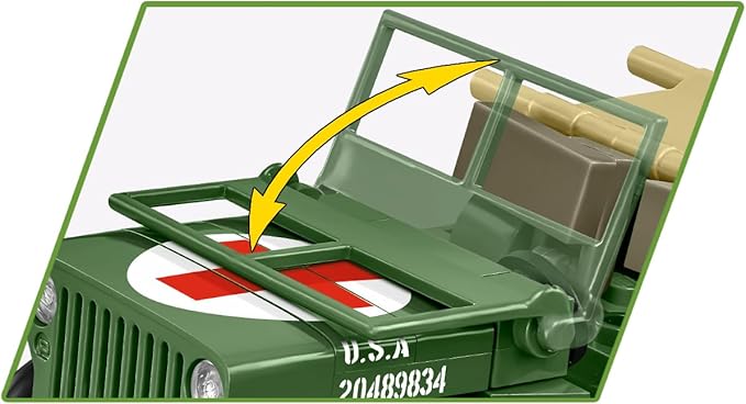 COBI Historical Collection WWII Jeep Willys MB Medical Vehicle Building Set 130 Pieces