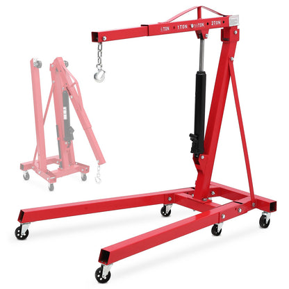 Garvee 2 Ton Engine Hoist, Folding Cherry Picker Hydraulic, 4400Lbs Heavy Duty with Lever & 6 Casters for Workshops Garage Warehouse