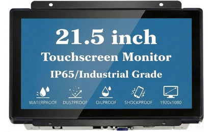 RIUIIN 21.5 Inch 10 Points Touch Front IK09/IP65, Open Frame Touch Monitor,Multi-Touch Industrial Display,920x1080,VESA+Panel Mount, for Kiosk, Automation, POS，Vending, 7x24h Work