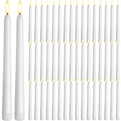 Baquler 50 Pcs 9.7 Inch Flameless Taper Candles Battery Operated Taper Candles Bulk LED Flickering White Candlesticks for Wedding Church Table Centerpiece Halloween Christmas Party Decor