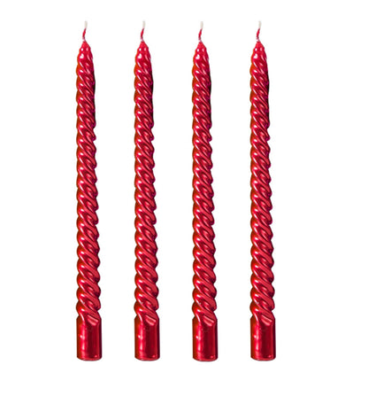 Likejarcand 10 inch Spiral red Tapered Candles,-Set of 4 Tapered Candles, red Tall Candlesticks, Long Candl Sticks, Home Dinner, Party, Wedding, Halloween