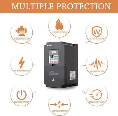 QNK 5.5KW 7.5HP 380V AC 12.5A VFD Converter Single to 3 Phase Inverter Variable Frequency Drive for CNC Spindle Motor Speed Controller