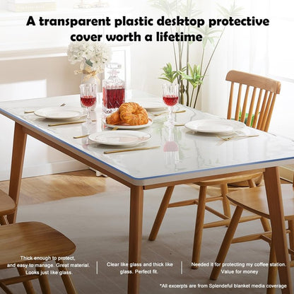 SPLENDEFUL PVC Clear Table Protector - Multisize Thick Transparent Plastic Desk Cover, Rectangular Night Stand, Office & Computer Desk, Sofa Child Table, Small Desk Protector 12x24 in.