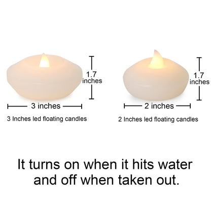 LARDUX 3 Inch Led Floating Candles - 12 PCS Flameless Water Activated Floating Tea Lights Fake Floating Tealight Battery Operated for Centerpieces Cylinder Vases Wedding Party Decorations