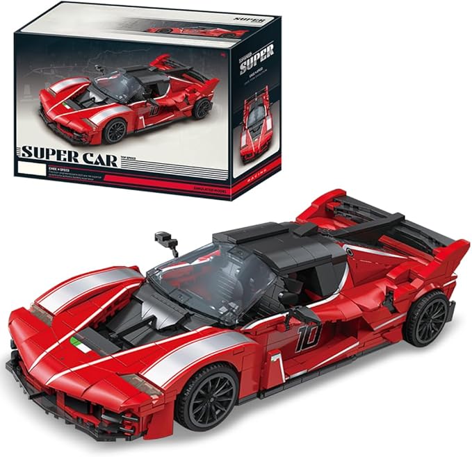 Red Supercar Building Block Toy 1047 Pieces MOC Car Adult Display and Collection Racing Car Sports Car Gift Toy