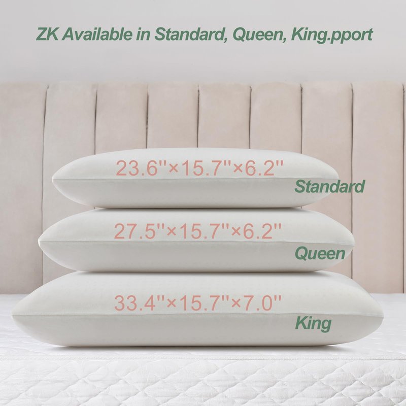 ZKSIAMT Latex Pillow, 100% Natural Talalay Latex Pillow with Removable Breathable Cotton Cover, Luxurious Queen Size Soft Bed Pillow for Side Back and Stomach Sleepers, Help Release Neck Pressure