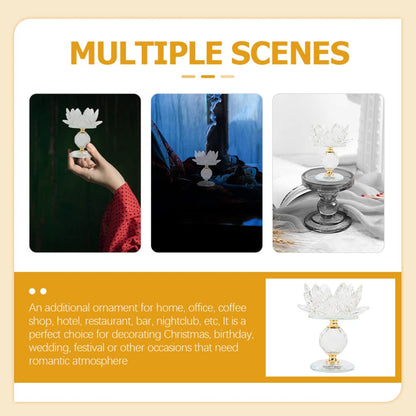 Lotus Crystal Candleholder Elegant Decorative Candlestick for Dining Table Home and Special Occasions Unique Flower-Shaped Design for Romantic Atmosphere for Weddings and Parties