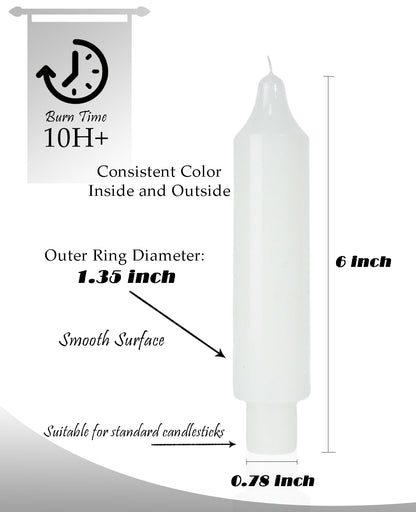 LPUSA White Short Taper Candles 6 inch Candle Sticks Unscented Dinner Candle Dripless for Home Decor,Christmas Table Decor，Weddings Festive Party Women Gifts，Set of 4