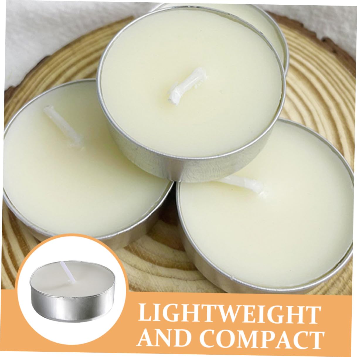 MINAOLULUS Tealight Candles White Unscented Round Wax Small Tea Lights 50pcs, Dripless Wedding and Home Decor Proposal Lighting, Long Burn Time