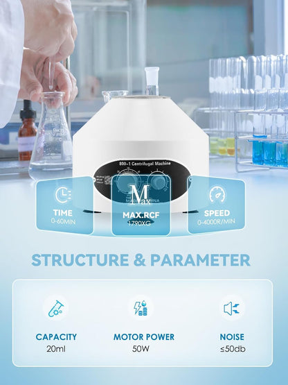 Centrifuge Machine, Lab Benchtop Centrifuges, Desktop Electric Lab Laboratory Centrifuge Machine Lab Medical Practice w/Timer and Speed Control - Low Speed,4000 RPM, Capacity 20 ML x