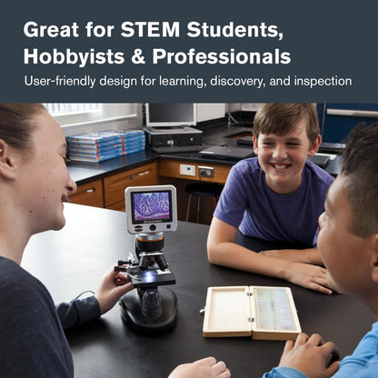 Celestron – LCD Digital Microscope II – 3.5" Screen – 5MP Camera – 40x–1600x Magnification – Rotating Head – SD Card Included – TV Output – Ideal for Slides, Labs, Classrooms, Biology, Education