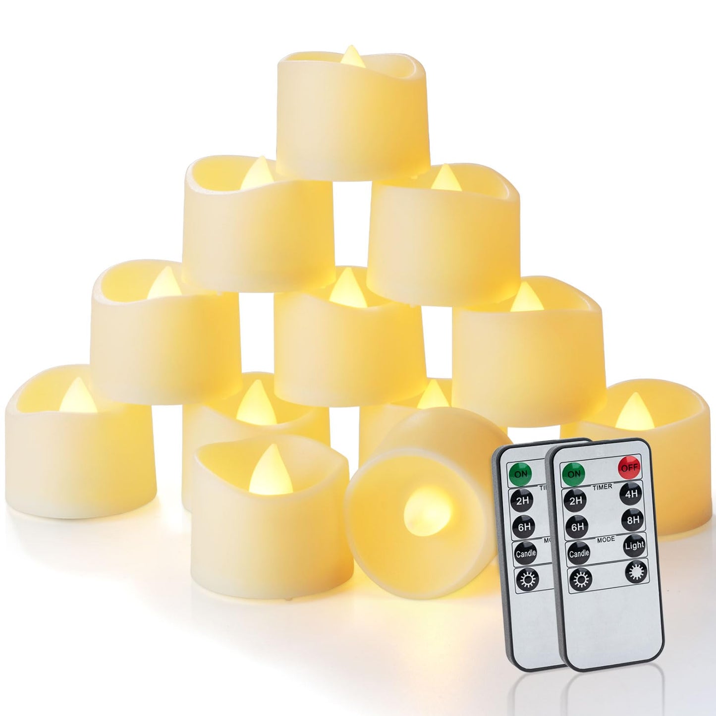 Homemory 24pcs Remote Timer LED Tea Lights Candles, 400+Hours Flickering Flameless Battery Operated Votive Candles for Tabletop Lighting, Centerpieces Decor, Holiday Decor
