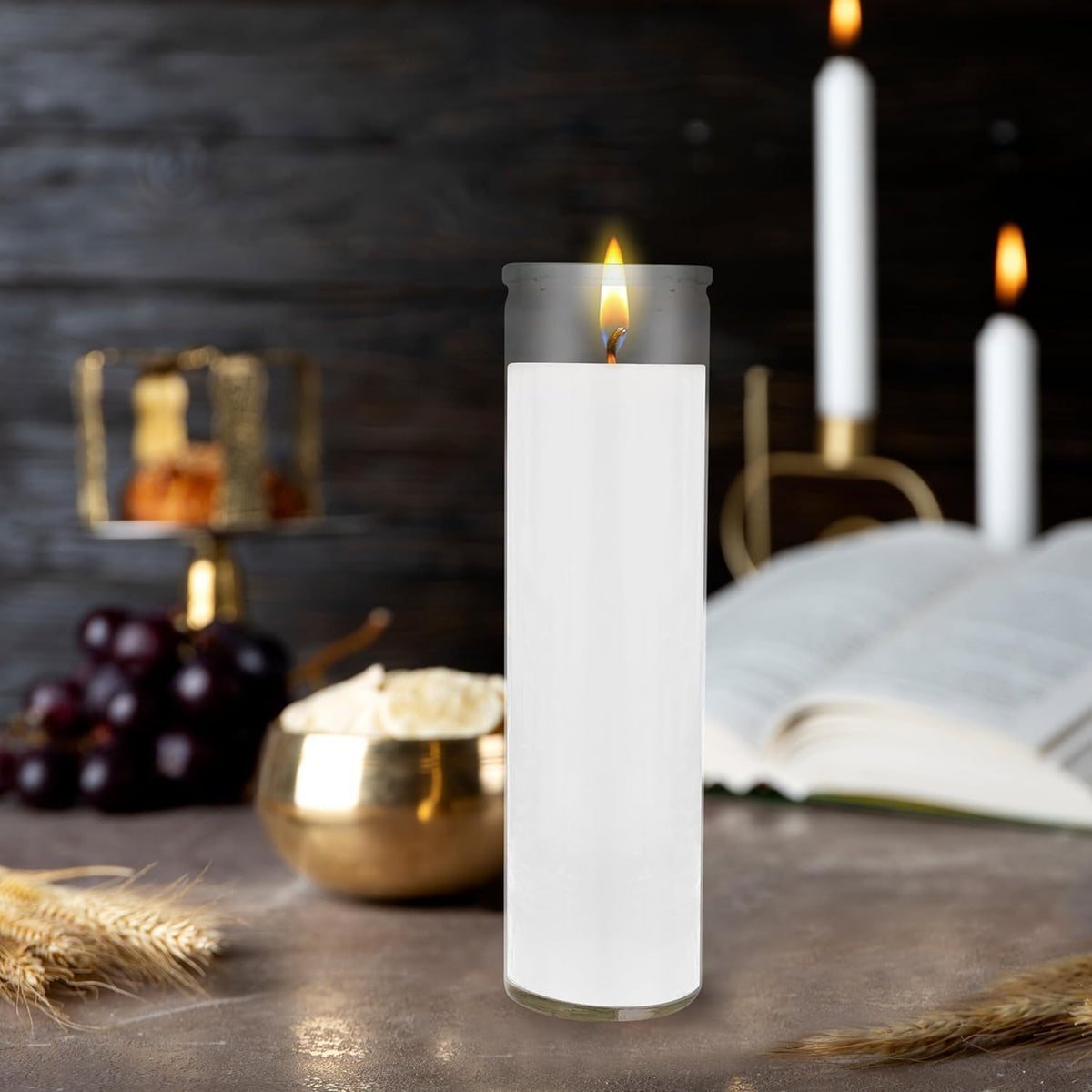 Glass Assorted Religious Candle, White, Case of 24. Aspen Brands Classic White Candles in Glass, Set of 24, 8-INCHES Tall. Blessed Sanctuary Devotional Prayer Candle,