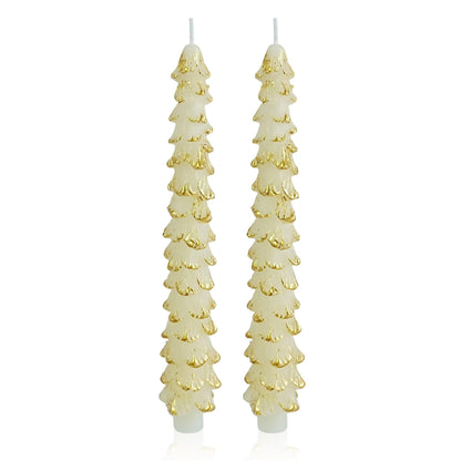 Gedengni Christmas Tree Taper Candle White Candlesticks - 10inches Unscented Tree Shaped Candles Decorative Tapered Candles for Holiday Xmas Party Dinner Table,W