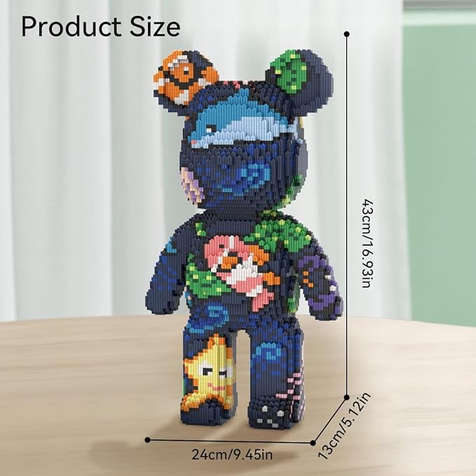 Teddy Blocks Bear Micro Building Blocks Set (6880 Pieces) Underwater World Brick with Storage Drawer Gift for Adults and Kids