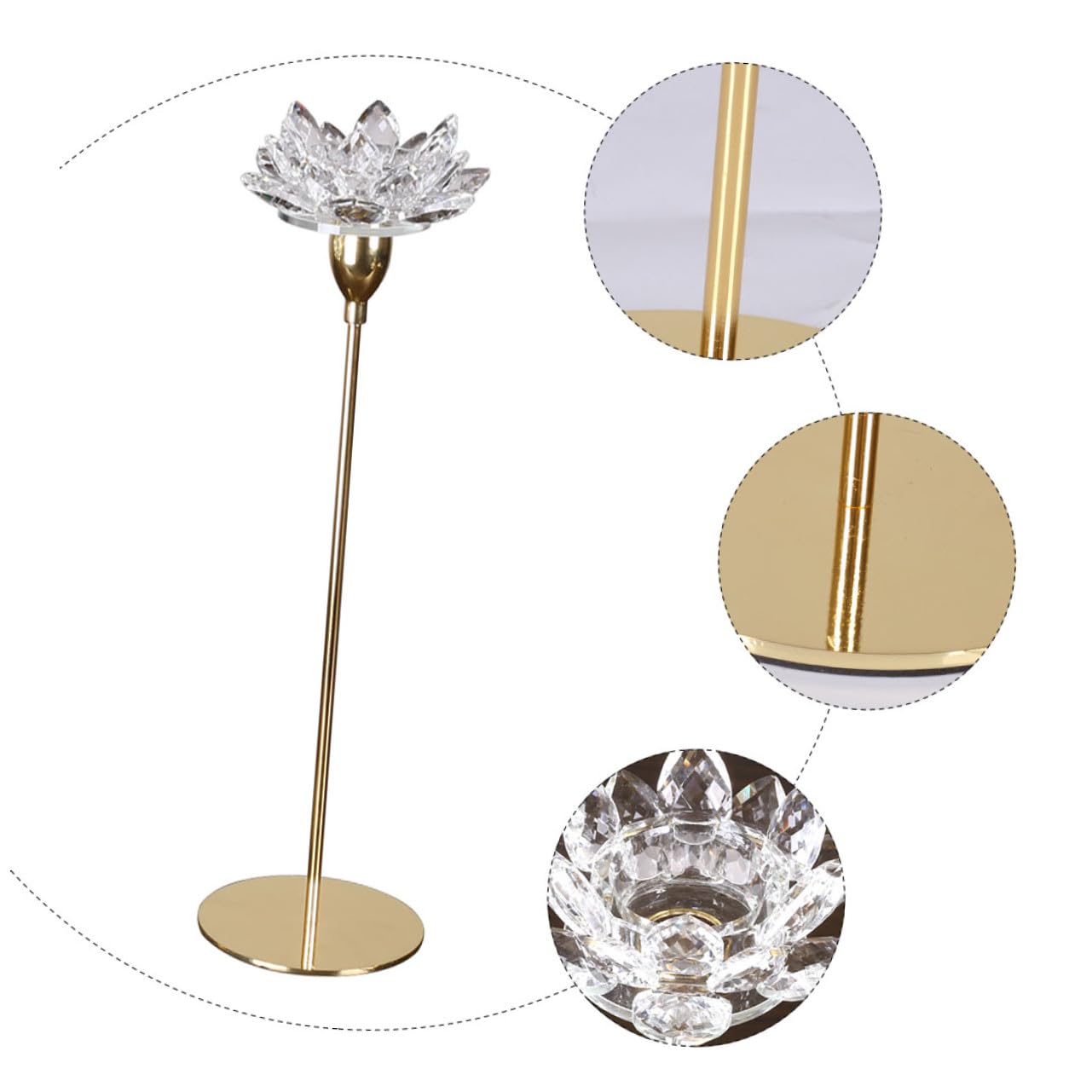 HOOTNEE Modern Metal Crystal Lotus Candle Holder Small Decorative Wedding Candlestick for Dining Room Romantic Home Décor
