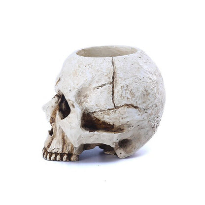 VICDUEKG Skull Candle Holder Skeleton Candlestick Holders Spooky Tealight Cup Gothic Decor Resin Candlestick Crafts for Halloween Christmas Home Party Graveyard Outdoor Bar Decoration, White, 1 Pieces