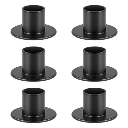kehail Metal Taper Candle Holders Set - 2"×1" Elegant Candlestick Centerpieces for Table Decor, Wedding, Anniversary, Dinner Party (6, Black)