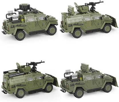 4 in 1 Armored Vehicle Building Block Military Vehicle Building Brick Toys Army Car Model Toys Gifts for Boys Age 8-12 (Green)