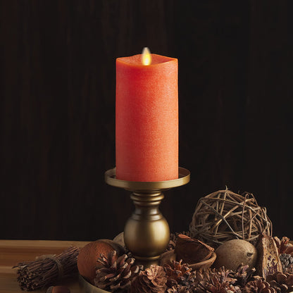 Luminara - Flameless LED Battery Operated Flickering Pillar Candles - Burnt Orange- Pack of 1-3x6.5 - Realistic Moving Flame Real Wax Indoor/Outdoor