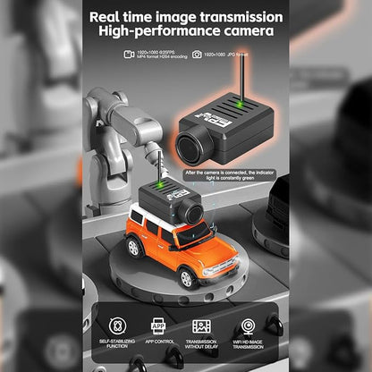 Aetheria WL Mini RC Car with HD FPV Camera 1/64 Remote Control Car FPV RC Drift Cars with LED Ambient Lights &amp Interactive Controls &amp 3-Speed Modes Gift for Adult (Orange)