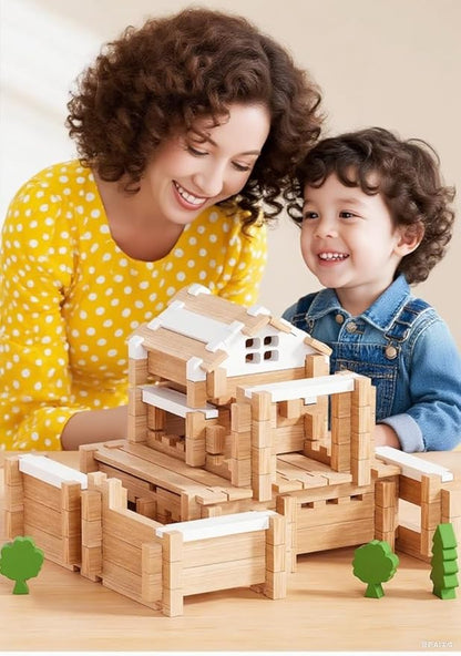 105Pcs Wooden Building Blocks Construction Set for Kids Ages 3-8Preschool Learning Toys for Toddlers Boys &amp Girls Birthday Gift Educational STEM Toy