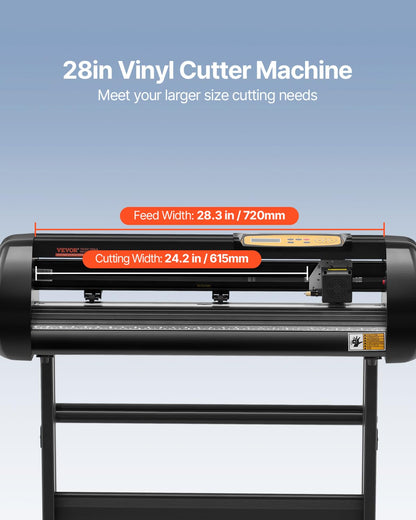 VEVOR Vinyl Cutter Machine, Upgraded 28 Inch Paper Feed Cutting Plotter Bundle, Adjustable Force & Speed Vinyl Printer with Powerful Stepper Motors, Signmaster Software Compatible with Windows System