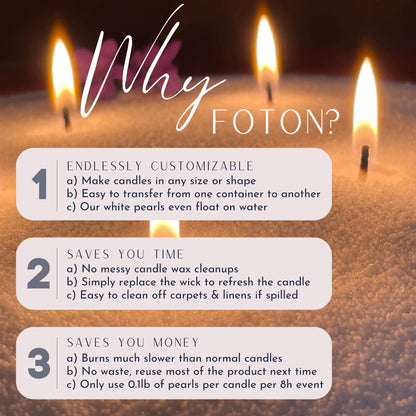 Foton Pearled Candle Xmas Special Maroon Colored 18 Oz - Unscented Non Toxic Luxury Long Lasting Powder Wax Sand Candles up to 120 Hours - Refillable Pearl Candle Sand with 30 Wicks for Candles Making