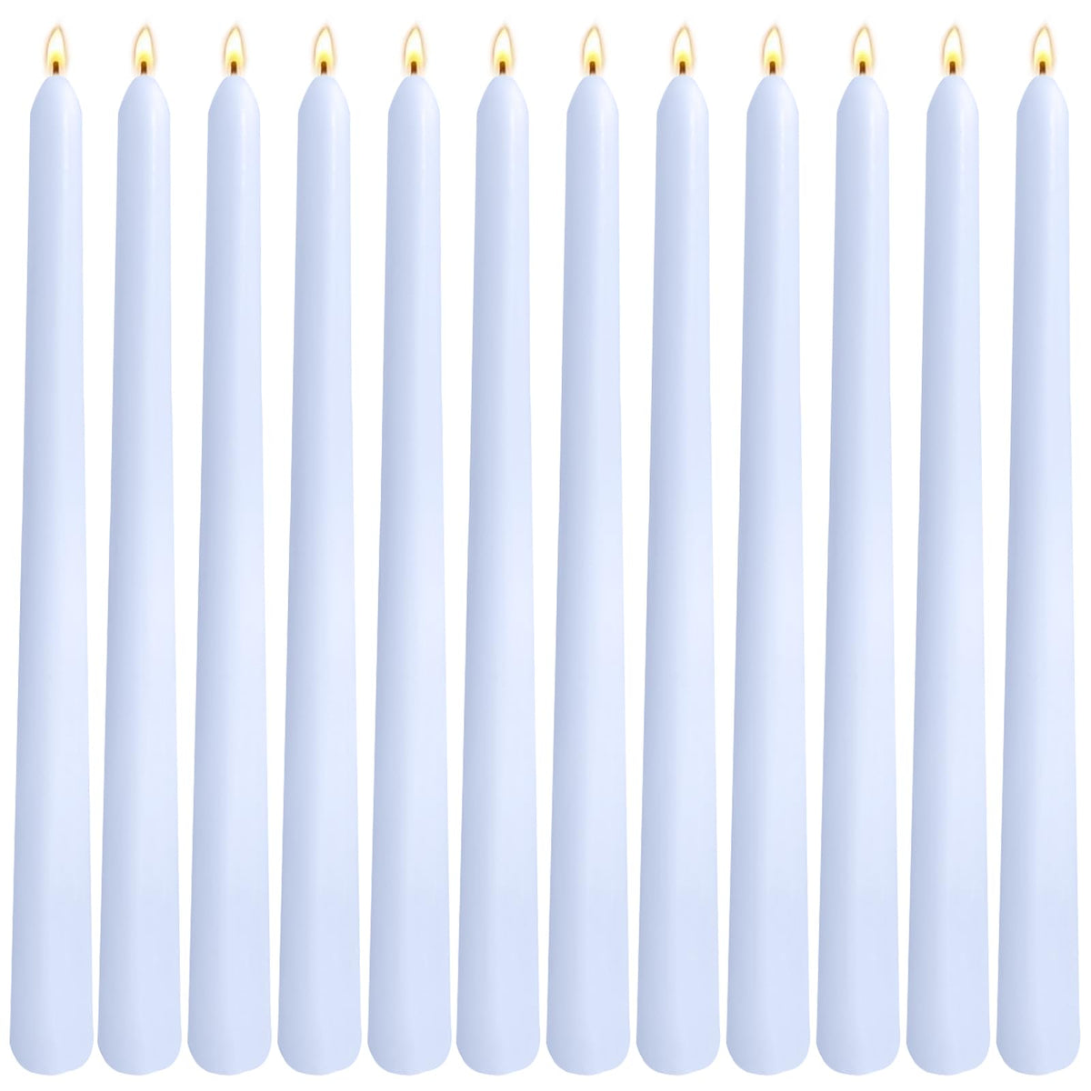 12-Pack Pale Blue Taper Candles, 10 Inch Unscented Dripless Candlesticks, Long-Lasting Burn Time of 6-7 Hours, Perfect for Home Décor Weddings Babyshower and Events