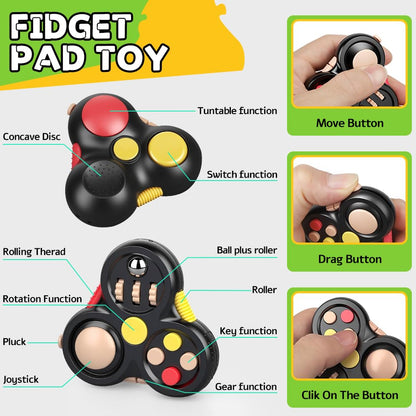 Fidget Toys Set for Adults, Sensory Pack with Fidget Spinner, Robot Spinner, Fidget Cube, Keyboard Clicker Toy, Fidget Pad, Stress Relief Desk Gadget for Office, Birthday Gift Set