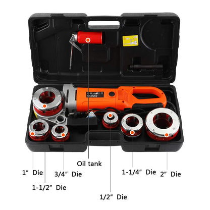 Consfly Portable Electric Pipe Threader Pipe Threading Machine with 6 Dies, 2300W Pipe Threading Tool for Galvanized Pipe Iron Pipe Threading 1/2" to 2" (110V)