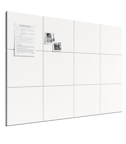 Bumusty Large Cork Board 48" x 36" Alternative - 12 Pack Felt Wall Tiles with 70 Safe Removable Adhesive Tabs, 30 Pushpins, Cork Boards for Walls Pin Board Bulletin Board Office Decor (Milky White)