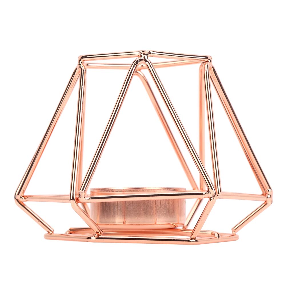 Geometric Tealight Candle Holders | Gold Hollow - Out Design for Table Decor/Wedding Centerpiece/Party | Nordic Style Iron Candlestick, 4.7x3.4 inch