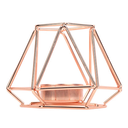 Geometric Tealight Candle Holders Gold, Metal Design Tea Light Votive Holders, Iron Hollow Candlestick for Art Decor