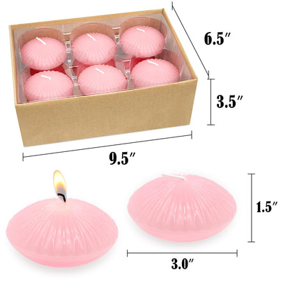 12 Pack 3 Inch Pink Floating Candles, 10 Hour Unscented Romantic Tealight Candles for Cylinder Vases, Centerpieces at Wedding Party Pool Holiday - Wavy Float Candle