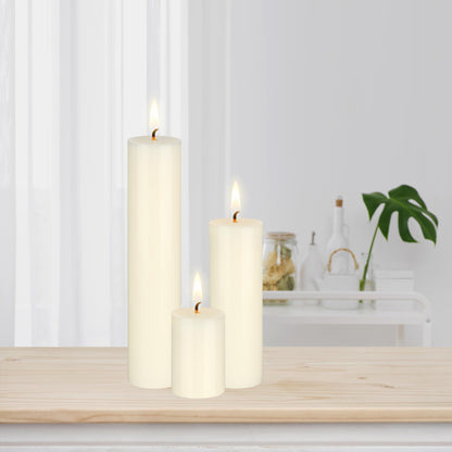 Mega Candles 3 pcs Unscented Solid Ivory Pillar Candles, Hand Poured Premium Wax Candle 2 Inch x 3 Inch, Home Décor, Spas, Weddings, Occasions, Party, Centerpieces, Holidays, Vigils, Prayers
