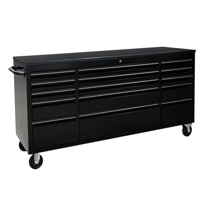 CT Copper Tailor 72-inch Rolling Tool Chest with 15 Drawers and Wheels, Mobile Garage Workbench, Large Tool Box Storage Tool Cabinet with Wood Top for Workshop, Matte Black