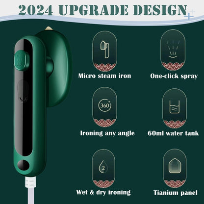 Skiennix Mini Travel Iron - Portable Iron for Clothes | Perfect for Dry & Wet Ironing - Green
