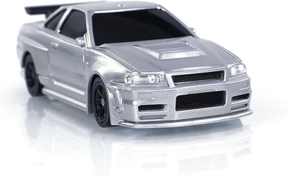 1/43 Full Scale RC Drift Race Vehicle with Gyro Edition 4WD Ready to Go Mini Racing Car Remote Control Car High Speed Model for Collection Gift Boys(Silver Gray)