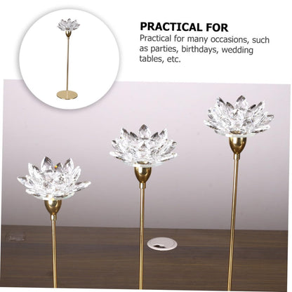NIYANGLE Modern Simple Metal Crystal Lotus Candle Holder Small Gold Candlestick Decoration for Dining Room Wedding and Romantic Home Décor